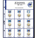 2015 Master Phil 3 Fogli + tasche per i 2 euro commemorativi Bandiera Europea
